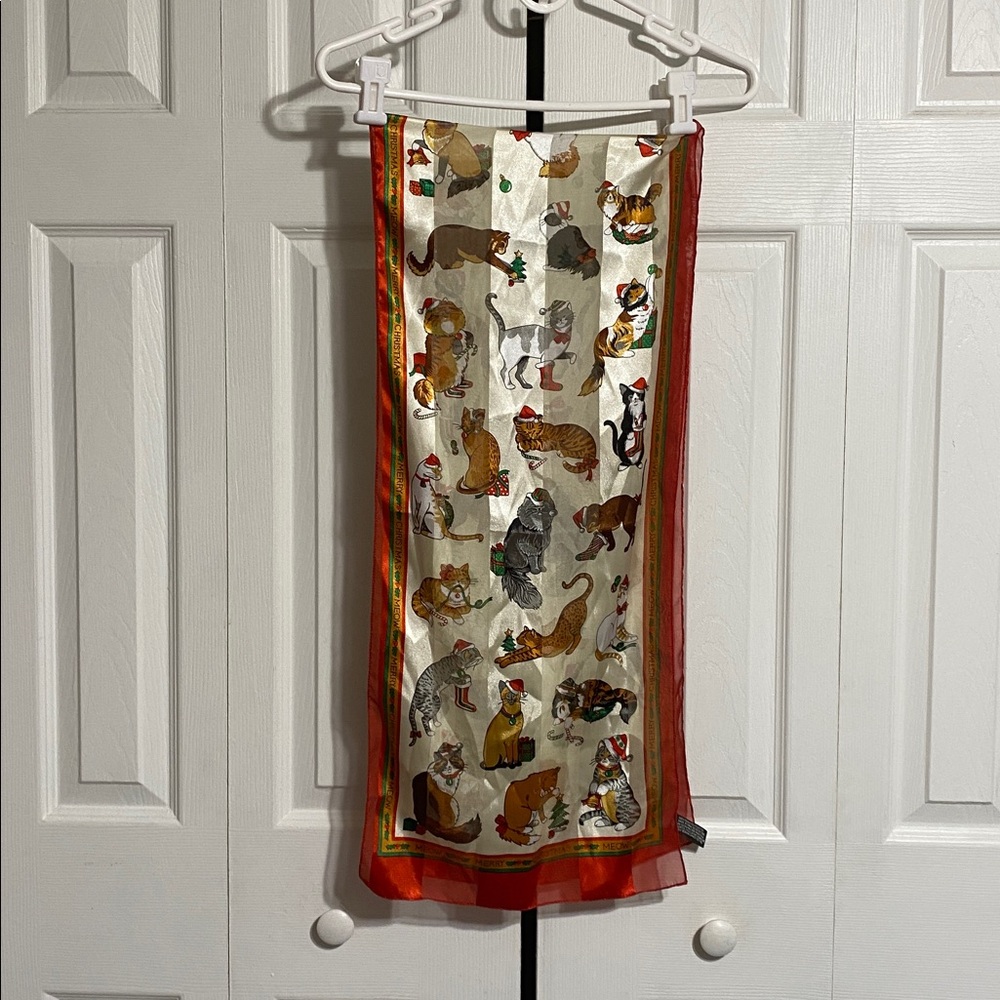 CUTE MEOW Merry Christmas cat scarf